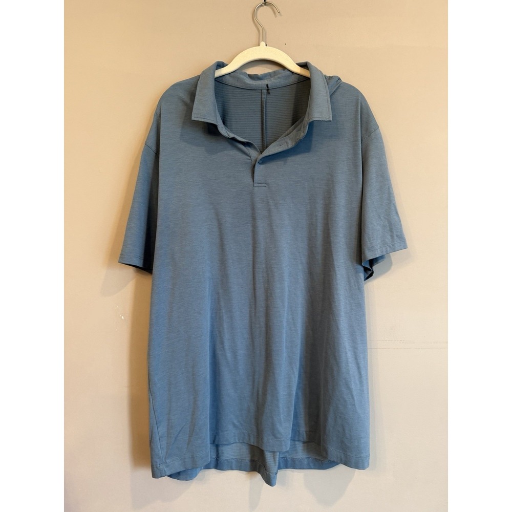 Lululemon Polo Shirt Men's XL Blue Evolution Metal Vent Golf Casual